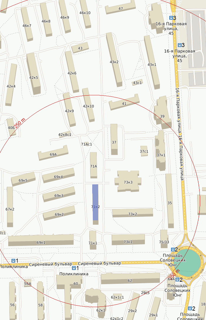 Как добраться до адреса Сиреневый бульвар, дом 71 корпус 2